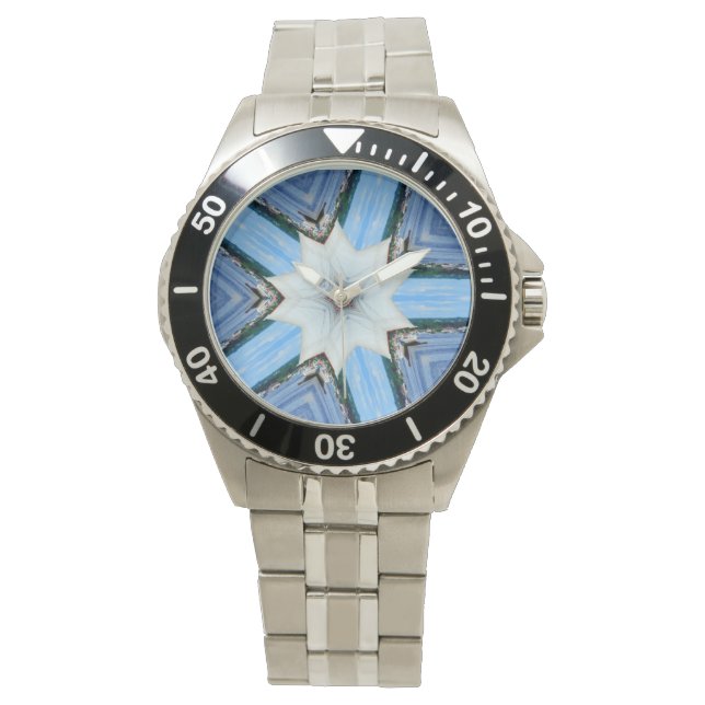 Montre géométrique étoile blanche 10 points (devant)