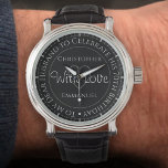 Montre Gift for Husband on his 70th Birthday Watch<br><div class="desc">Gift watch for husband on his birthday. Special watch with inscription. 70th birthday gift. Watch has inscription plus the message "With Love". Also the names of each partner. Black watch face.</div>