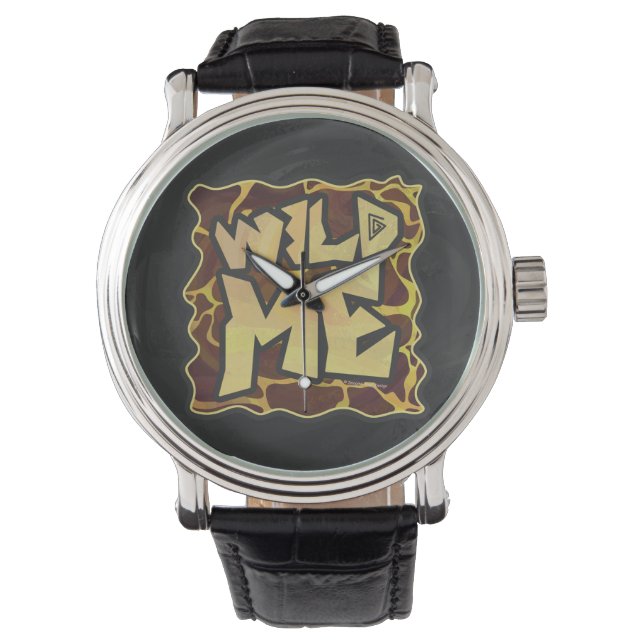 Montre Girafe Brun et Imprimé Jaune (devant)