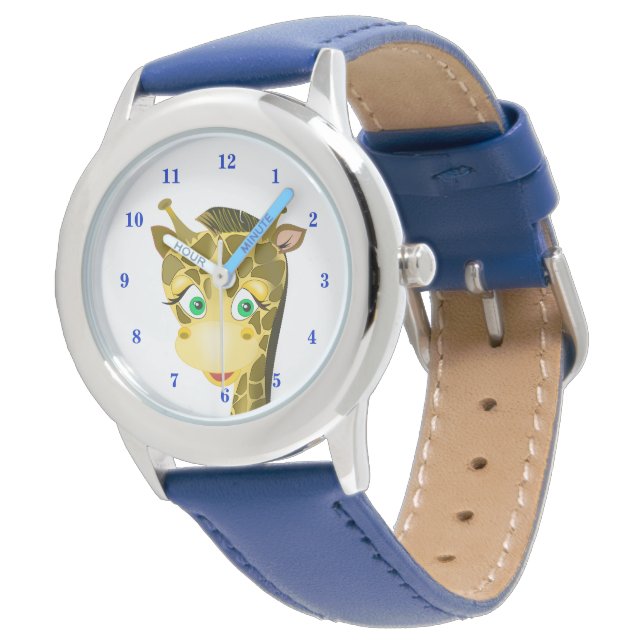 Montre Giraffe Bébé Cute - Bleu (Incliné)
