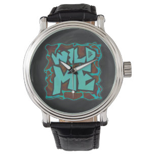 Montre Giraffe Impression Brown et Turquoise