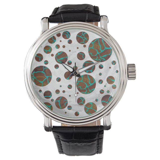 Montre Giraffe Impression Brown et Turquoise (devant)