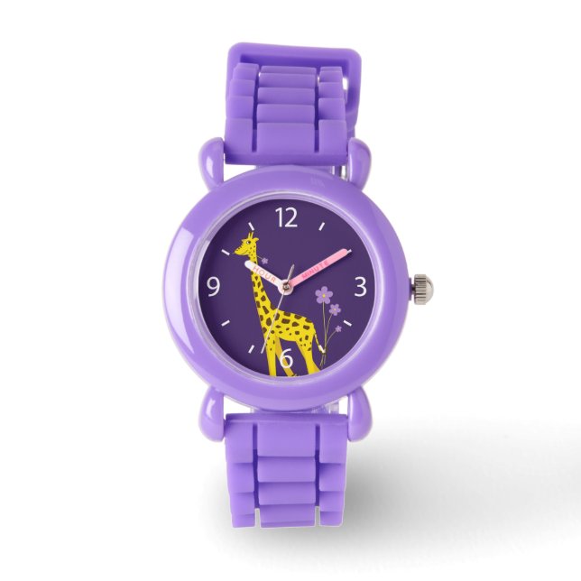 Montre Giraffe mignonne fille pourpre (Recto)
