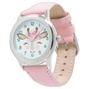 Montre Giraffe rose Numéro visage Enfants