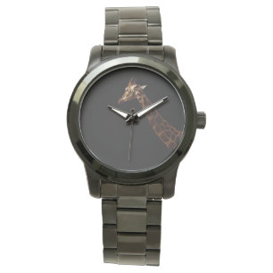 Montre Giraffe Sur Arrière - plan Noir,