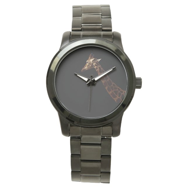 Montre Giraffe Sur Arrière - plan Noir, (devant)