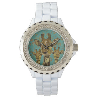Montre Giraffes en or Damas Floral Retro Watch