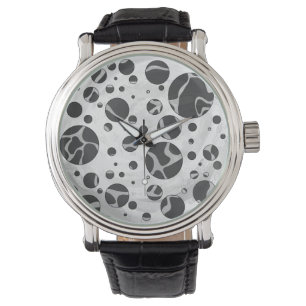 Montre Giraffy Polka Dot noir et gris clair Impression
