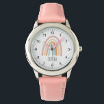 Montre Girls Cute Boho Aquarelle Arc-en-ciel et nom<br><div class="desc">Cette jolie montre de gosses de boho dispose d'un arc-en-ciel neutre aquarelle et peut être personnalisée avec votre nom de filles. Avec des chiffres clairs et faciles à lire, cette "première" montre est idéale pour un enfant ou un tout-petit qui commence à apprendre l'heure. Le design parfait de l'arc-en-ciel rose...</div>