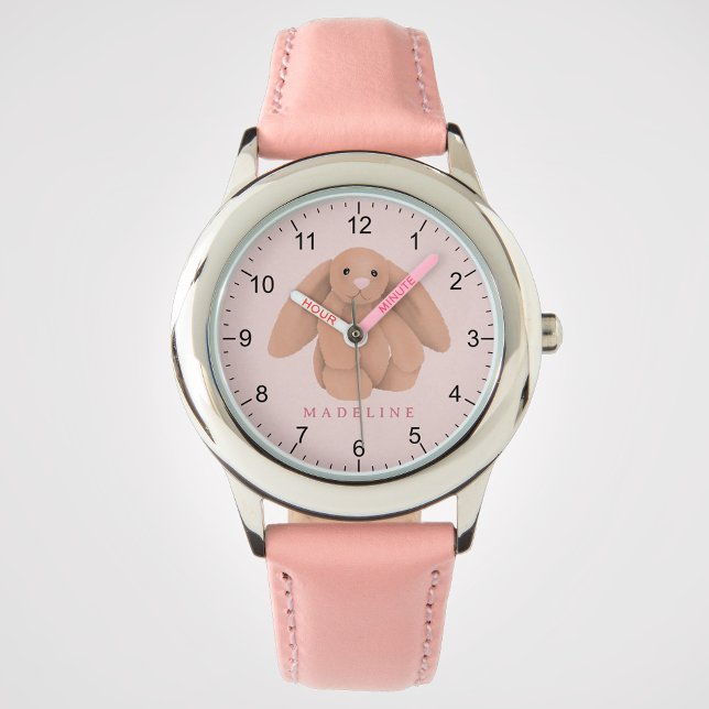 Montre Girls Cute Pink Bunny Rabbit Plushie Kids  (Créateur téléchargé)
