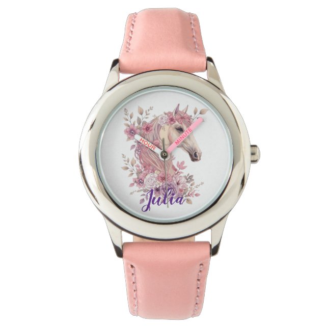 Montre Girls Pretty Ponies Pastel Floral Horse (devant)