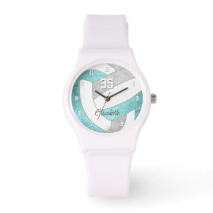 Montre girly aqua gris volleyball personnalisé