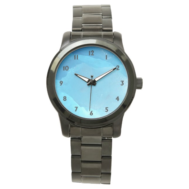 Montre Glace bleue avec chiffres noirs (devant)