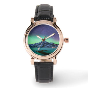 Montre Glace et neige   Aurora Borealis Voie Lactée Islan