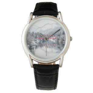 Montre Glace et neige Pont rouge en hiver, Japon