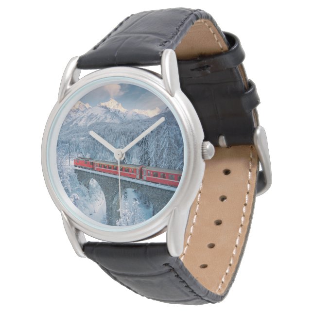 Montre Glace et neige | Train Express Red Bernina Suisse (Incliné)