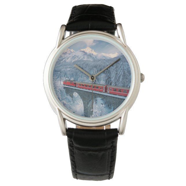 Montre Glace et neige | Train Express Red Bernina Suisse (devant)