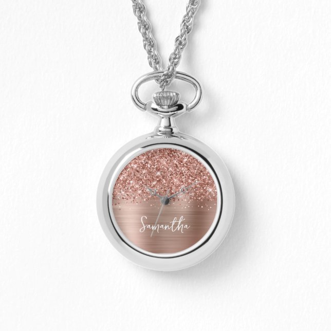 Montre Glamour Rose Gold Pailleté Nom (Recto)