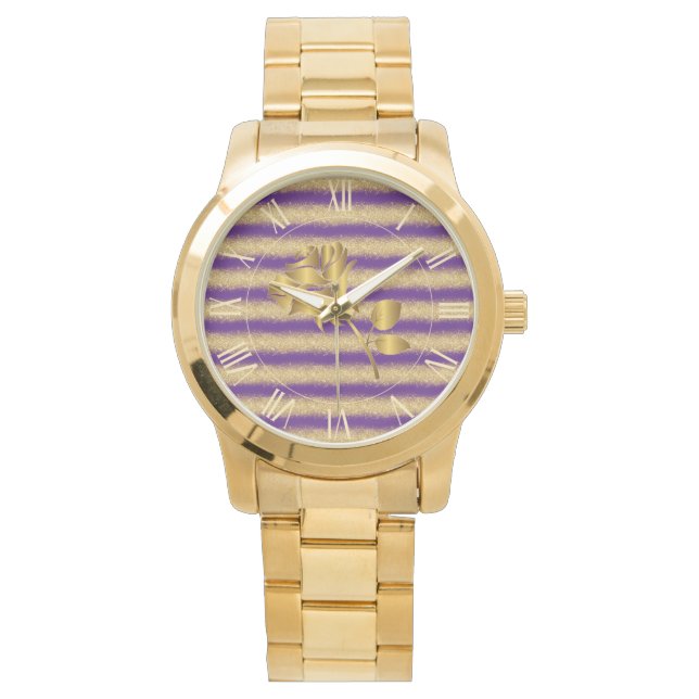 Montre Glitter Purple Floral (devant)