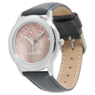 Montre Glitter Rose Gold Glam Nom blanc
