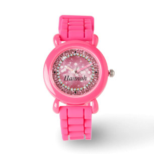 Montre Glitz Parties scintillant à billes de verre rose