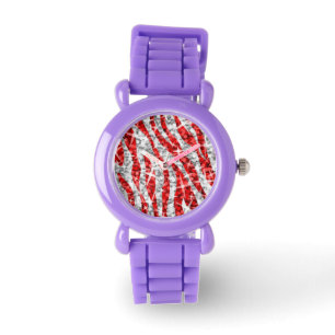 Montre Glitz Zebra Rouge