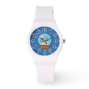 Montre Globe de neige avec Snowman et Pine Tree