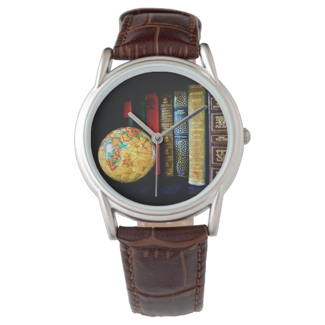Montre Globe et livres vintages (devant)