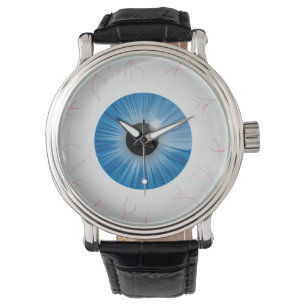 Montre Globe oculaire bleu injecté de sang