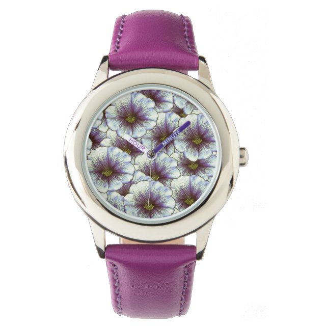 Montre Gloire du matin violet et blanc (devant)