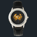 Montre Glow océanique_Crabe orange-sur-noir<br><div class="desc">Montrez votre crush sur les crustacés avec notre Ocean Glow, icônes maritimes, montre orange sur noir crabe. Pour d'autres options de conception, comme changer la taille, la position, la couleur, et même le nombre de crabes, avec la couleur arrière - plan, il suffit de cliquer sur "Customiser", et laissez le...</div>