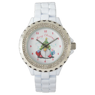 Montre Gnome cadeau de veille de Noël avec cadeaux