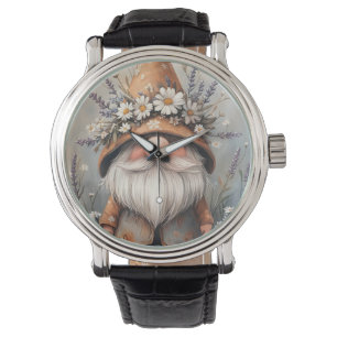 Montre Gnome de Fleur Whimsical : Adorable aquarelle Art