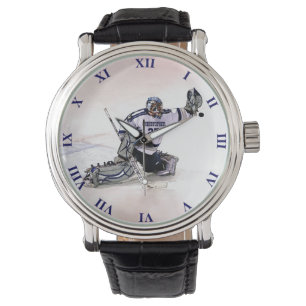 Montre Goalkeeper De Hockey Sur Glace Avec Votre Nom Dess