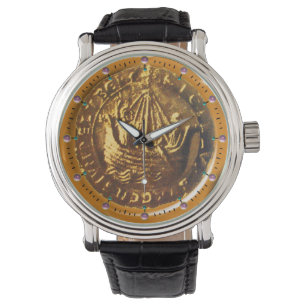 Montre GOLD ANTIQUE SHIP, GALLEON COIN Sceau de cire