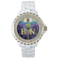 GOLD CADUCEUS SYMBOLE INFIRMIER INSCRIT Purple Blu