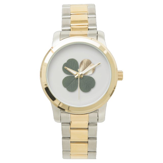 Montre Gold Clover Manifestation Watch Birthday Gift Her (devant)