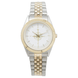Montre Gold Compass Rose Navire Vintage Capitaine Aventur