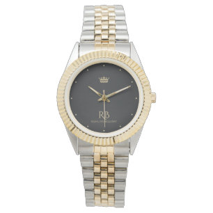 Montre Gold Crown Black Metallic Watch