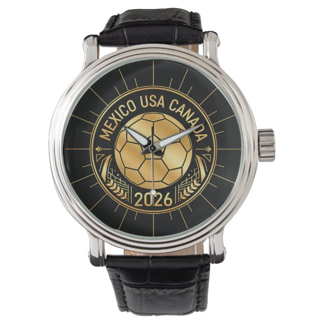 Montre Gold Football Emblem 2026 | Mexico USA Canada (devant)