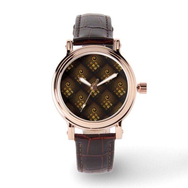 Montre Gold Modern Boho Elegant Abstract Art Pattern #502 (Recto)