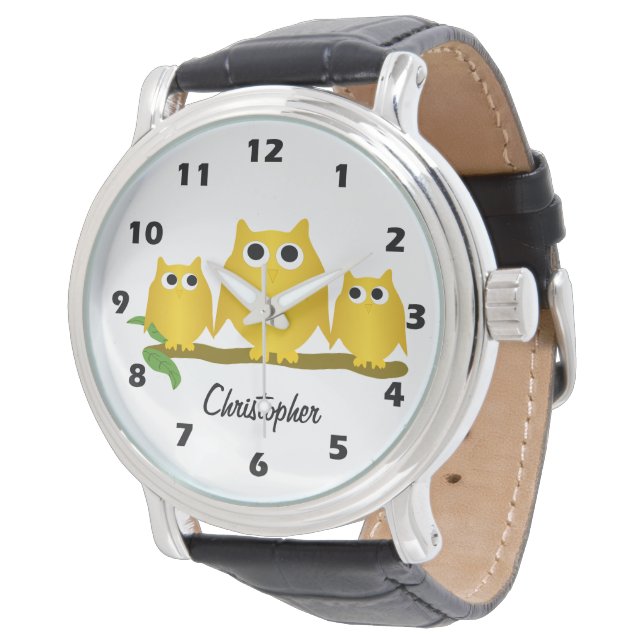 Montre Gold Owls Design Personalised (Incliné)