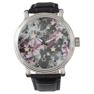 Montre Gold stars grunge abstrait design urbain moderne