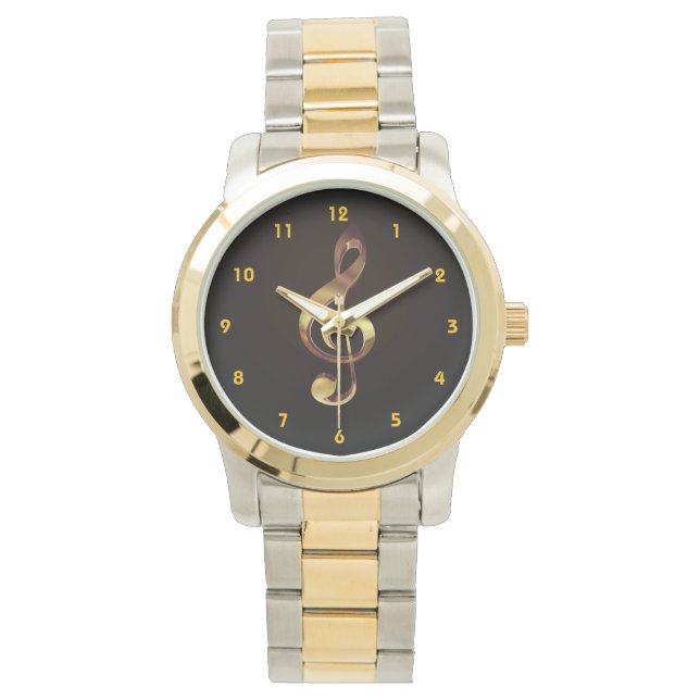 Montre Gold Treble Clef Music Watch - Essayer un style di (devant)