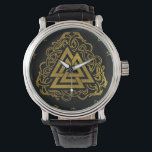 Montre Gold Valknut Symbole de Runes Pattern<br><div class="desc">Gold Valknut Symbole de Runes Pattern</div>