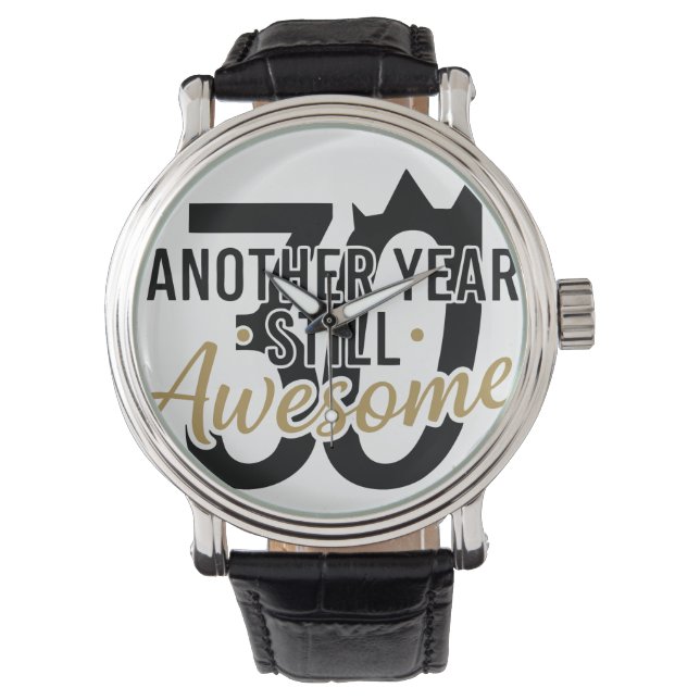 Montre Golden Elegant Script "Awesome" Typography Black  (devant)