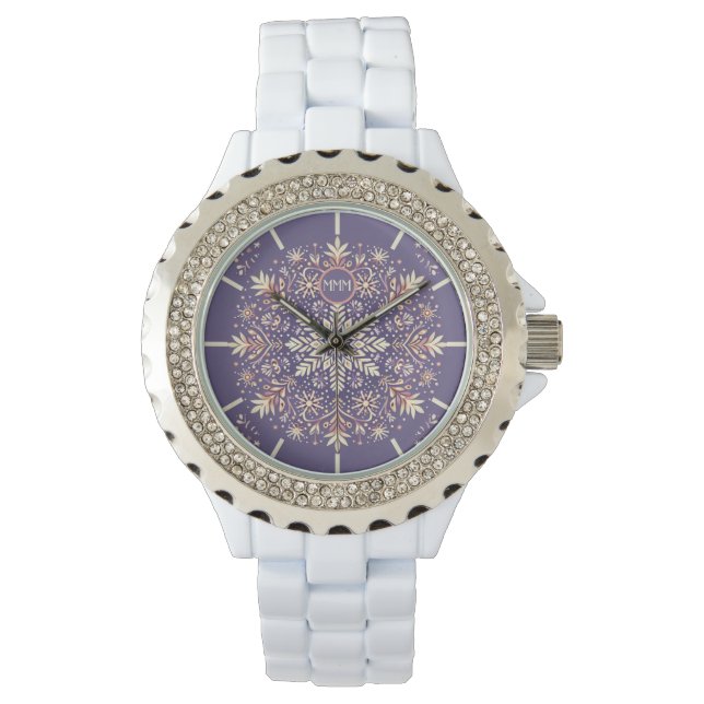 Montre Golden Floral Snowflake Mandala (devant)