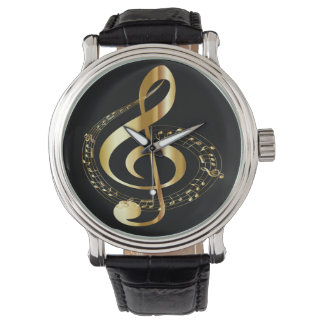 Montre Golden Gclef et Black Men's Watch