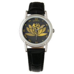 Montre Golden Lotus Flower Yoga Cool de méditation