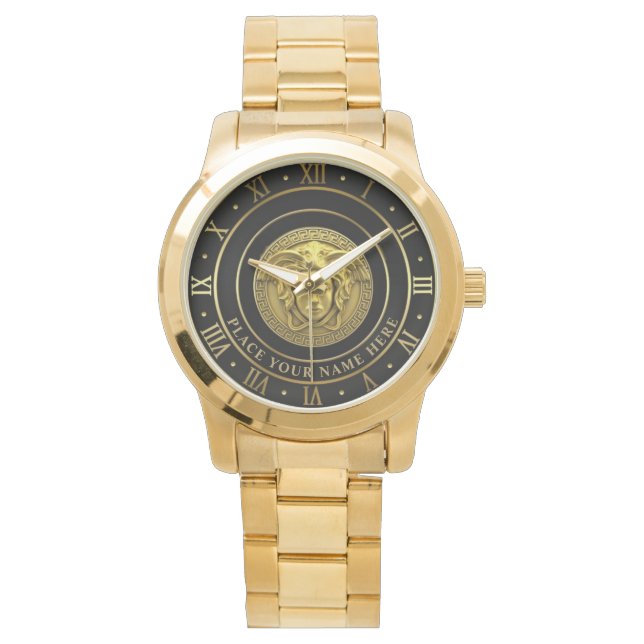Montre Golden Medusa cadeau PERSONNALISÉ (devant)